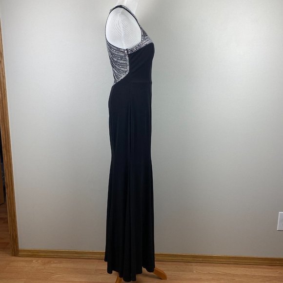 Say Yes To The Prom Dress Gown 5 Black Halter Rhinestone Embellished Gown Long - Picture 5 of 12